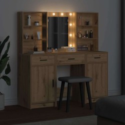 Ensemble de table de maquillage avec LED 3 pc Chêne artisanal 622319622319