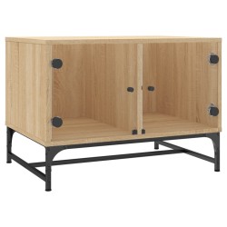 Table basse avec portes en verre chêne sonoma 68,5x50x50 cm 622323622323