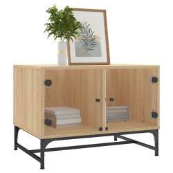Table basse avec portes en verre chêne sonoma 68,5x50x50 cm 622323622323