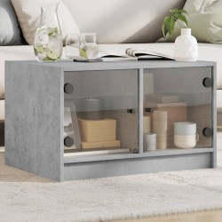 Table basse avec portes en verre gris béton 68x50x42 cm 622324622324