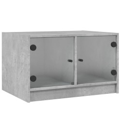 Table basse avec portes en verre gris béton 68x50x42 cm 622324622324