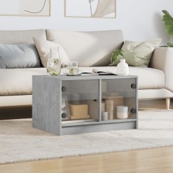 Table basse avec portes en verre gris béton 68x50x42 cm 622324622324