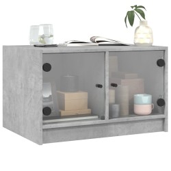 Table basse avec portes en verre gris béton 68x50x42 cm 622324622324