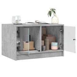 Table basse avec portes en verre gris béton 68x50x42 cm 622324622324