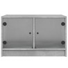 Table basse avec portes en verre gris béton 68x50x42 cm 622324622324
