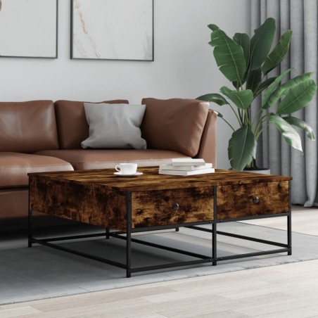 Table basse chêne fumé 100x99x40 cm bois d'ingénierie 622325622325