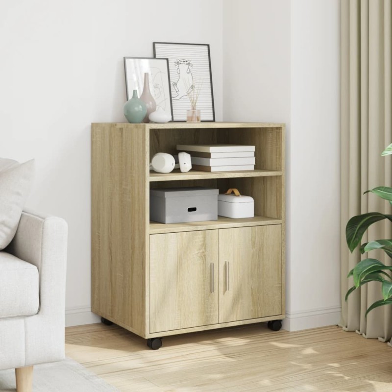 Armoire à roulettes chêne sonoma 60x48x81 cm bois d'ingénierie 622330622330