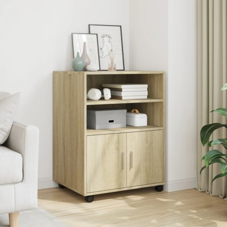 Armoire à roulettes chêne sonoma 60x48x81 cm bois d'ingénierie 622330622330