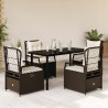 Ensemble à manger de jardin 5 pcs et coussins marron poly rotin 622332622332