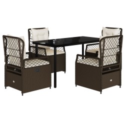 Ensemble à manger de jardin 5 pcs et coussins marron poly rotin 622332622332