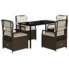 Ensemble à manger de jardin 5 pcs et coussins marron poly rotin 622332622332
