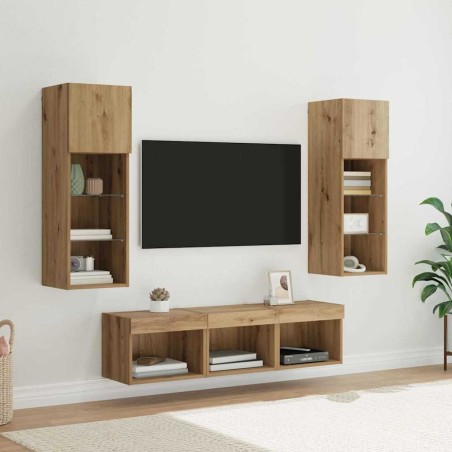 Meubles TV muraux 5 pcs Chêne noir Bois d'ingénierie 622334622334