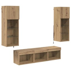 Meubles TV muraux 5 pcs Chêne noir Bois d'ingénierie 622334622334