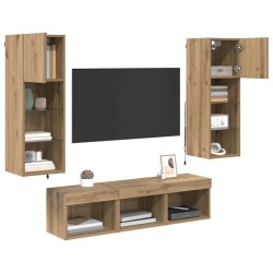 Meubles TV muraux 5 pcs Chêne noir Bois d'ingénierie 622334622334