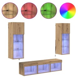 Meubles TV muraux 5 pcs Chêne noir Bois d'ingénierie 622334622334