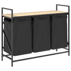Panier à linge à 3 compartiments avec étagère chêne Sonoma 622335622335