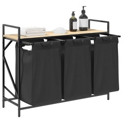 Panier à linge à 3 compartiments avec étagère chêne Sonoma 622335622335