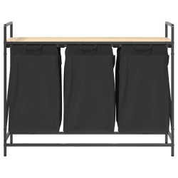 Panier à linge à 3 compartiments avec étagère chêne Sonoma 622335622335