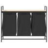 Panier à linge à 3 compartiments avec étagère chêne Sonoma 622335622335