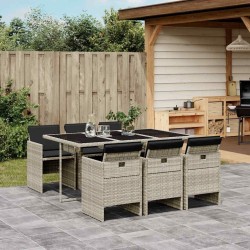 Ensemble à manger de jardin et coussins 7 pcs gris clair rotin 622338622338