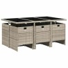 Ensemble à manger de jardin et coussins 7 pcs gris clair rotin 622338622338