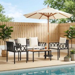 Ensemble de meubles d'extérieur 4 pcs Noir et blanc crème 622340622340