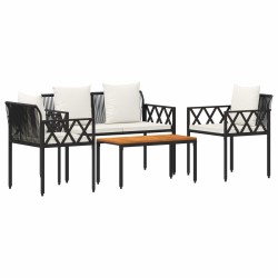 Ensemble de meubles d'extérieur 4 pcs Noir et blanc crème 622340622340