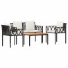 Ensemble de meubles d'extérieur 4 pcs Noir et blanc crème 622340622340