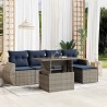 Ensemble de canapé de jardin 6 pcs avec coussins gris résine tressée 622341622341