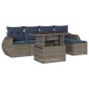 Ensemble de canapé de jardin 6 pcs avec coussins gris résine tressée 622341622341