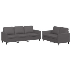 Ensemble de canapés 2 pcs avec coussins Gris Similicuir 622342622342