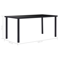 Table à manger Noir 160x80x75 cm Verre trempé 622343622343