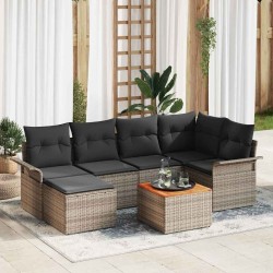 Ensemble de canapé de jardin avec stockage 7 pcs Gris polyrotin 622345622345