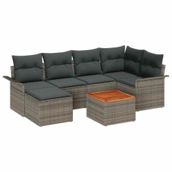 Ensemble de canapé de jardin avec stockage 7 pcs Gris polyrotin 622345622345