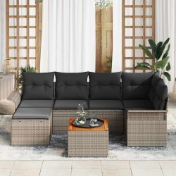 Ensemble de canapé de jardin avec stockage 7 pcs Gris polyrotin 622345622345