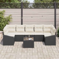 Ensemble de Canapés avec coussin 8 pcs Noir et Crème polyrotin 622348622348