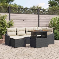 Ensemble de canapé de jardin 7 pcs Noir Poly rotin 622351622351