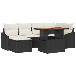 Ensemble de canapé de jardin 7 pcs Noir Poly rotin 622351622351