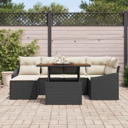 Ensemble de canapé de jardin 7 pcs Noir Poly rotin 622351622351
