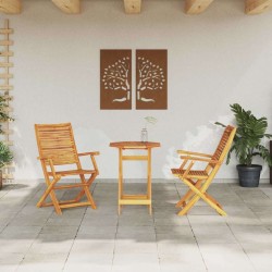 Ensemble bistro pliant 3 pcs Marron Bois d'Acacia Massif 622352622352