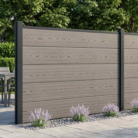 Ensemble de Clôture 180 x 105 cm WPC et Aluminium Gris 622354622354
