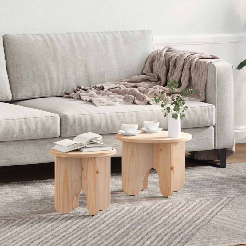 Table basse 2 pcs Naturel Bois de pin massif 622355622355