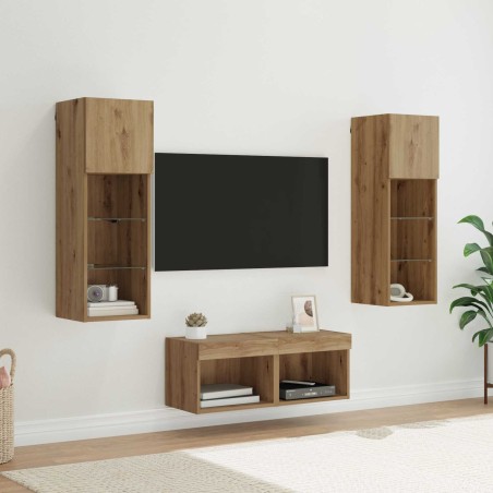 Meubles TV muraux 4 pcs Chêne noir Bois d'ingénierie 622356622356