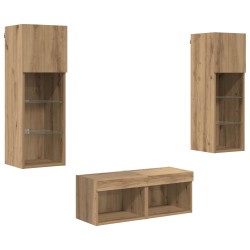 Meubles TV muraux 4 pcs Chêne noir Bois d'ingénierie 622356622356