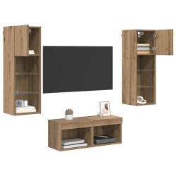 Meubles TV muraux 4 pcs Chêne noir Bois d'ingénierie 622356622356