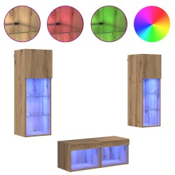 Meubles TV muraux 4 pcs Chêne noir Bois d'ingénierie 622356622356