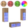 Meubles TV muraux 4 pcs Chêne noir Bois d'ingénierie 622356622356