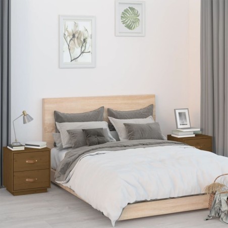  Tables de chevet 2 pcs Marron miel 40x34x45 cm Bois pin massif 622358622358