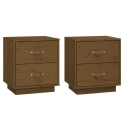  Tables de chevet 2 pcs Marron miel 40x34x45 cm Bois pin massif 622358622358