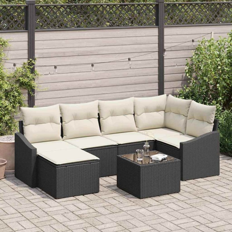 Ensemble de salle à manger pour jardin 7 pcs Marron et Crème 622363622363